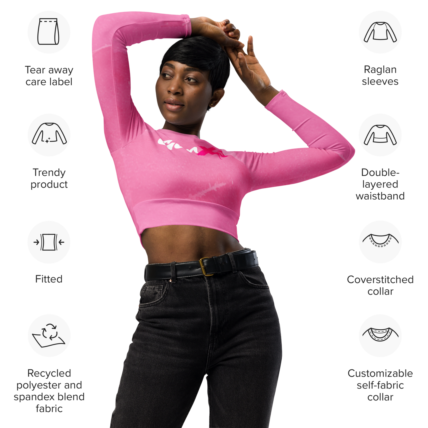 GenXs Pink Recycled long-sleeve crop top